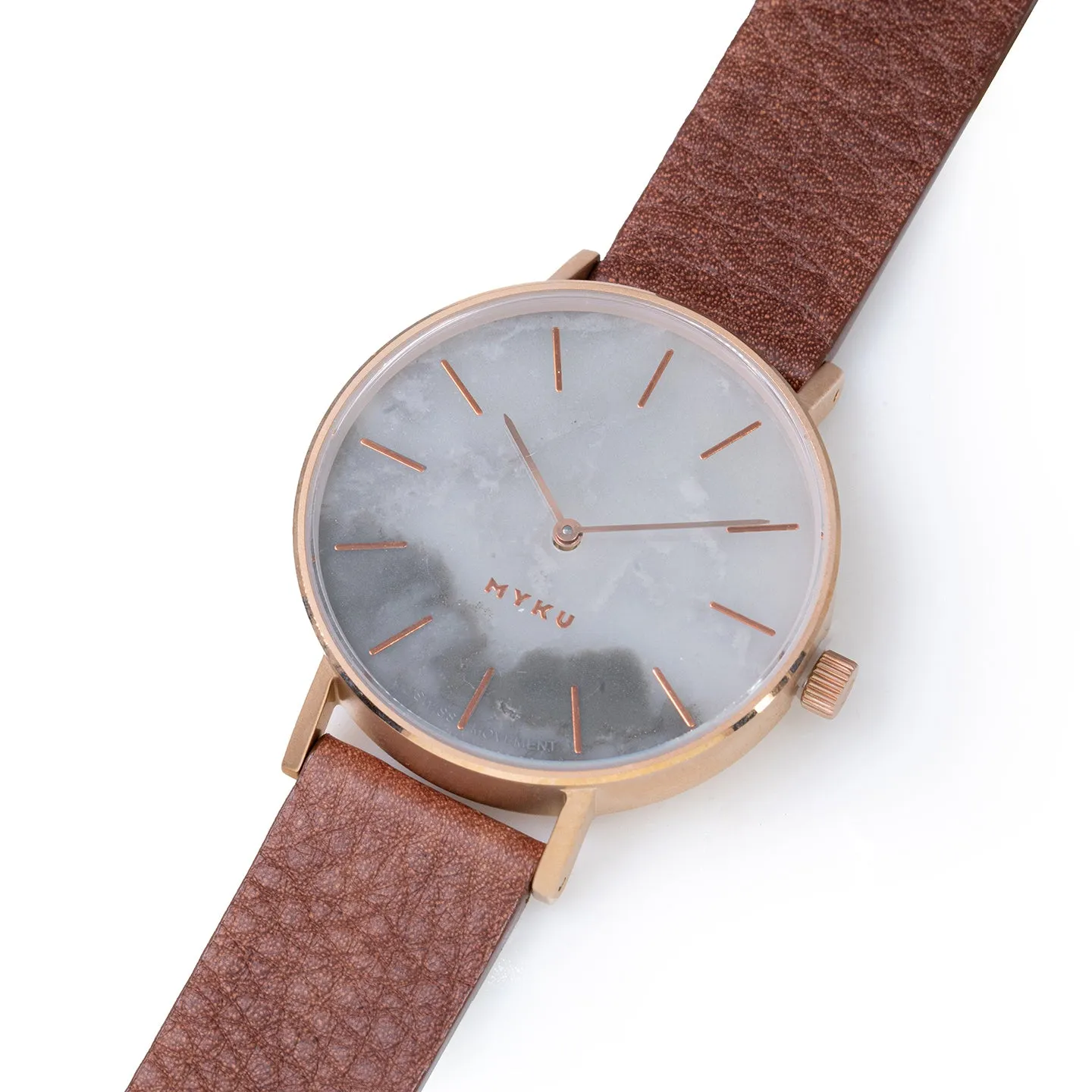 MYKU White Marble Rose Gold 38mm Watch