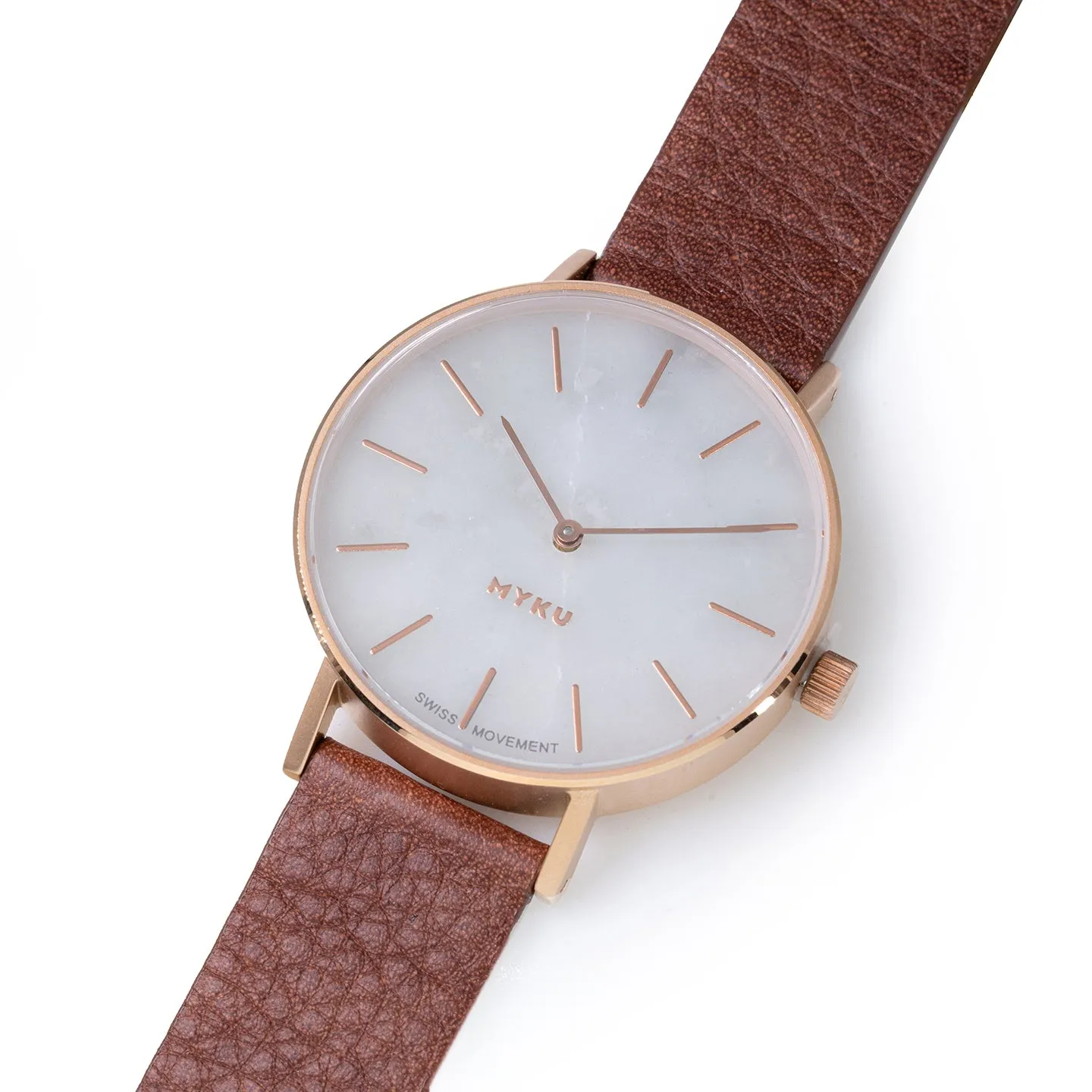 MYKU White Marble Rose Gold 38mm Watch