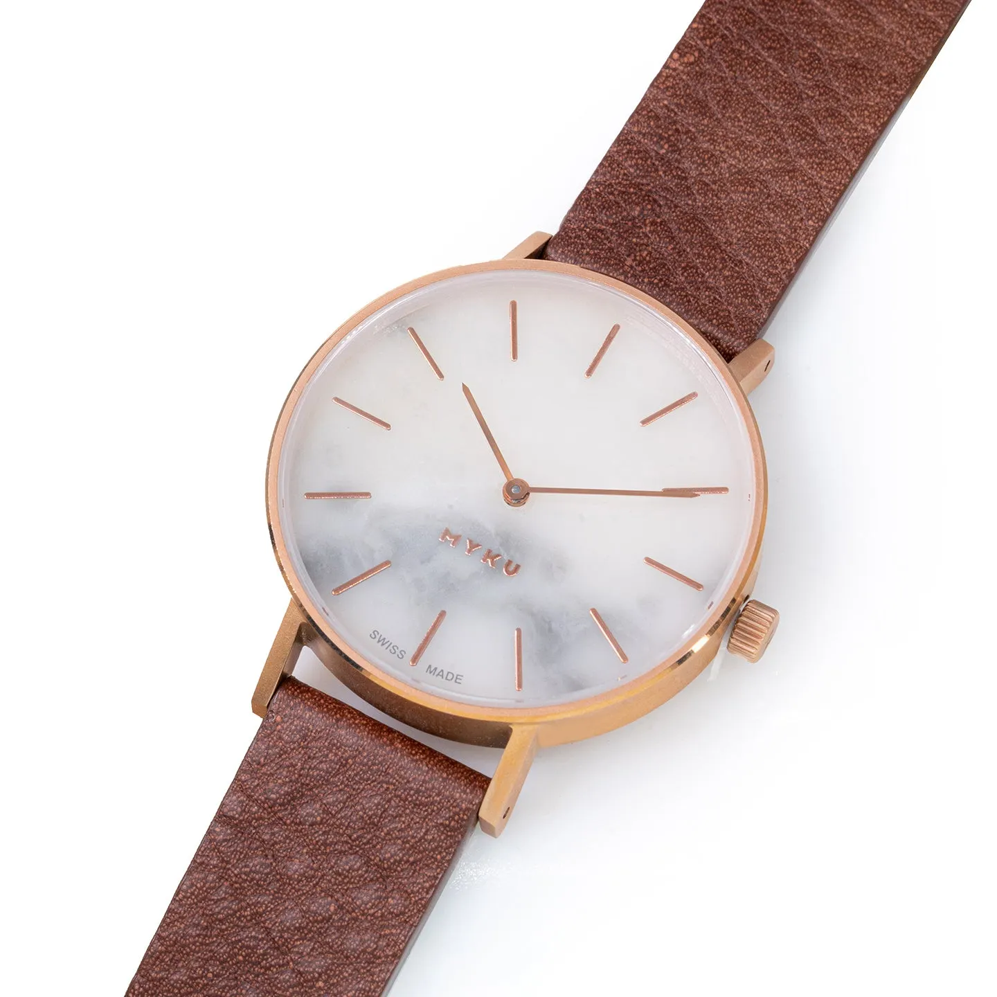 MYKU White Marble Rose Gold 38mm Watch