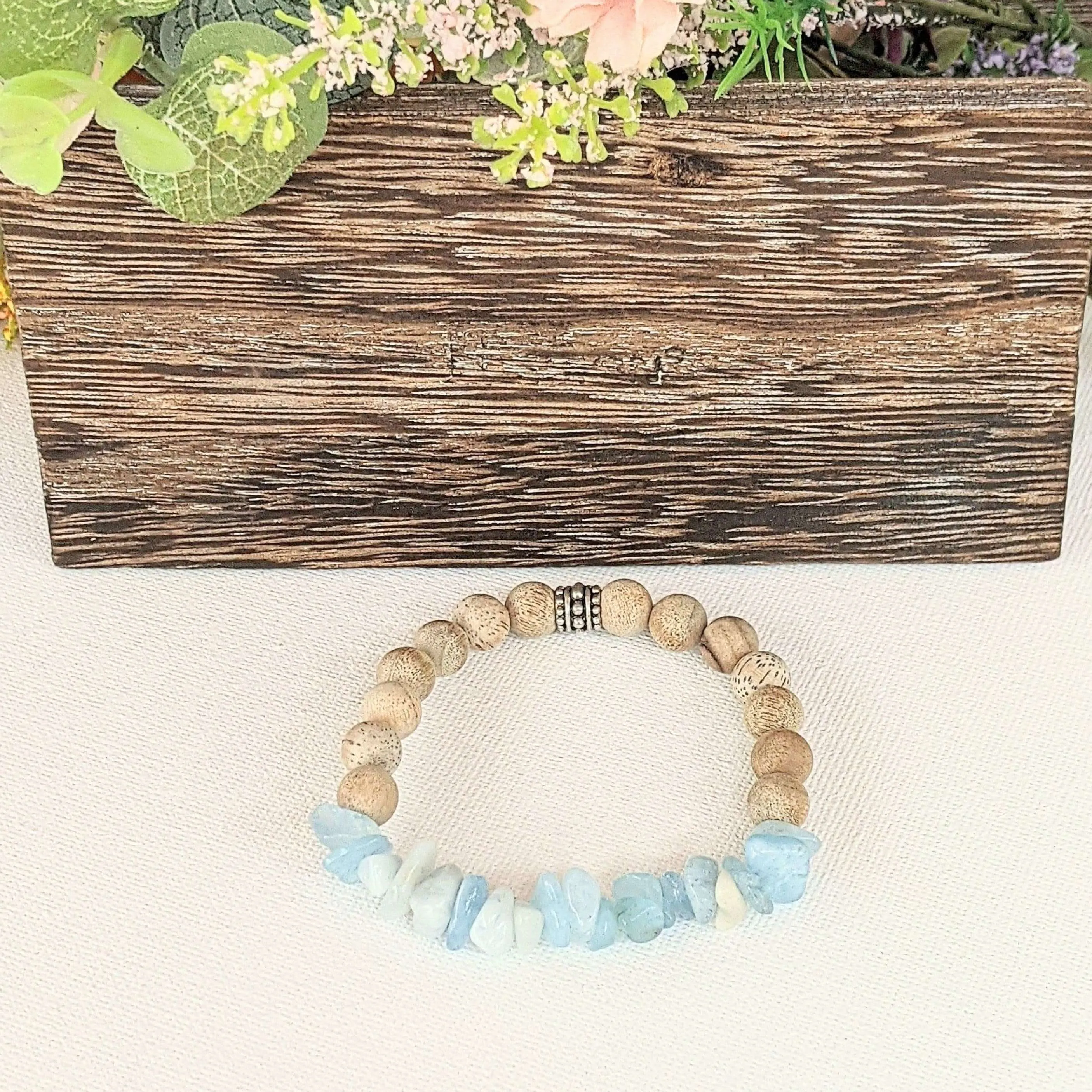 Natural Aquamarine Gemstone Chip Diffuser Bracelet-Clarity & Creativity Bracelet-MARCH BIRTHSTONE