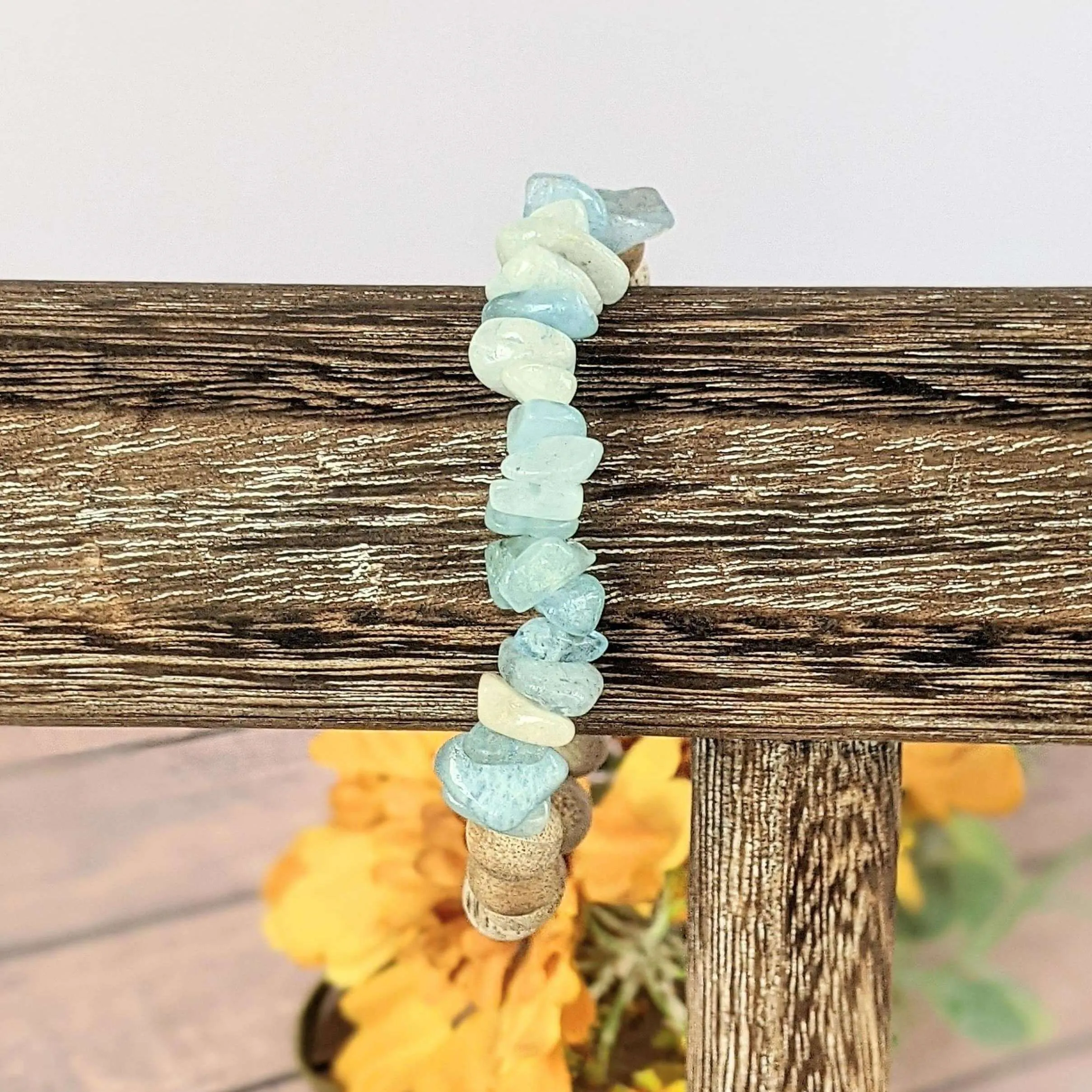 Natural Aquamarine Gemstone Chip Diffuser Bracelet-Clarity & Creativity Bracelet-MARCH BIRTHSTONE