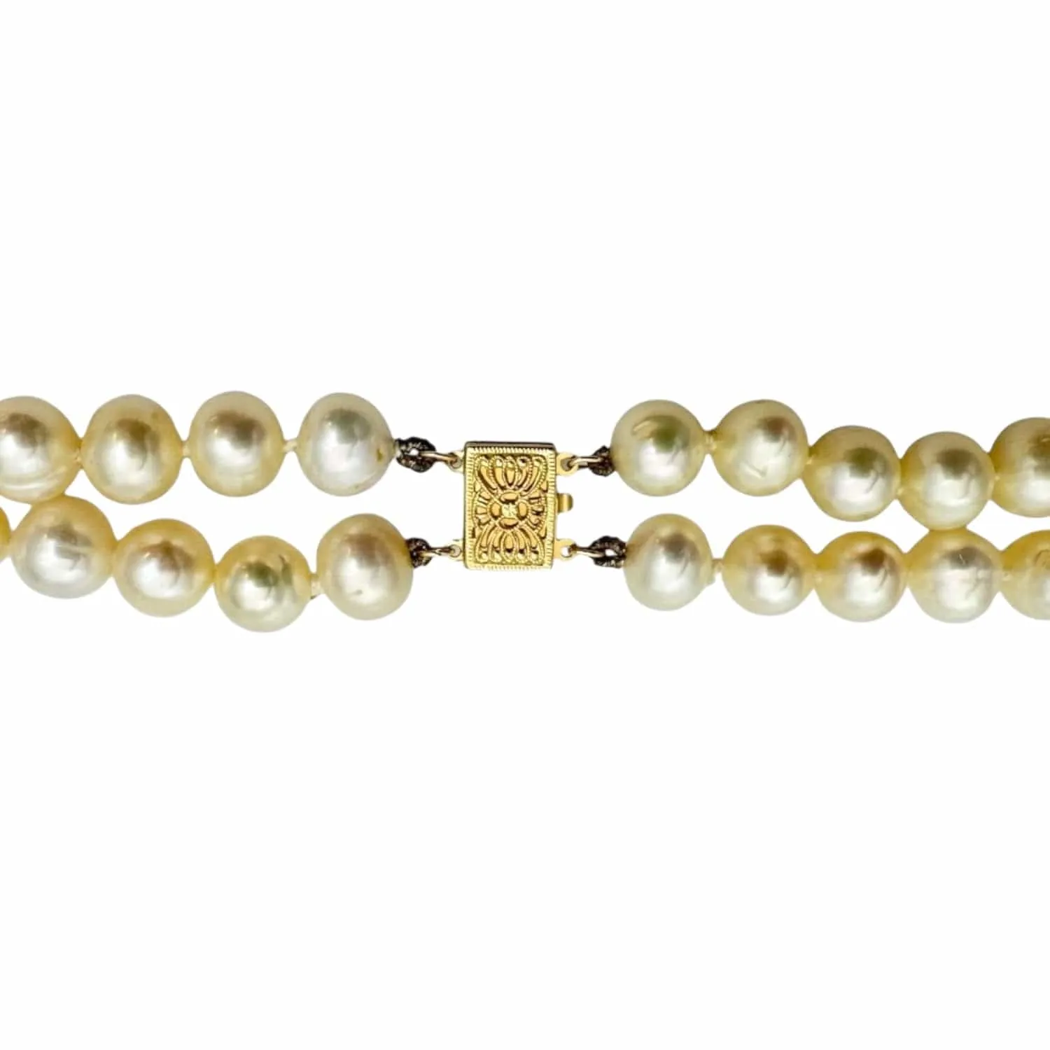 NECKLACE Double Strand Cultured Pearls with 14K Gold Clasp