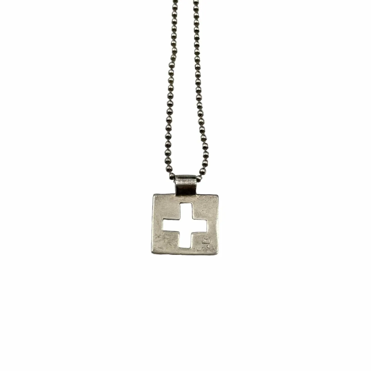 NECKLACE Sterling Silver with Cross and Skull Pendants