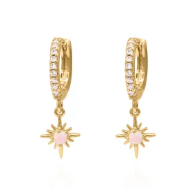 Neve Opal Star Huggie Hoop Earrings | 14K Gold Plated