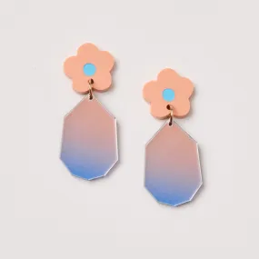 Ombre Daisy Drop Earrings - Peach Blue