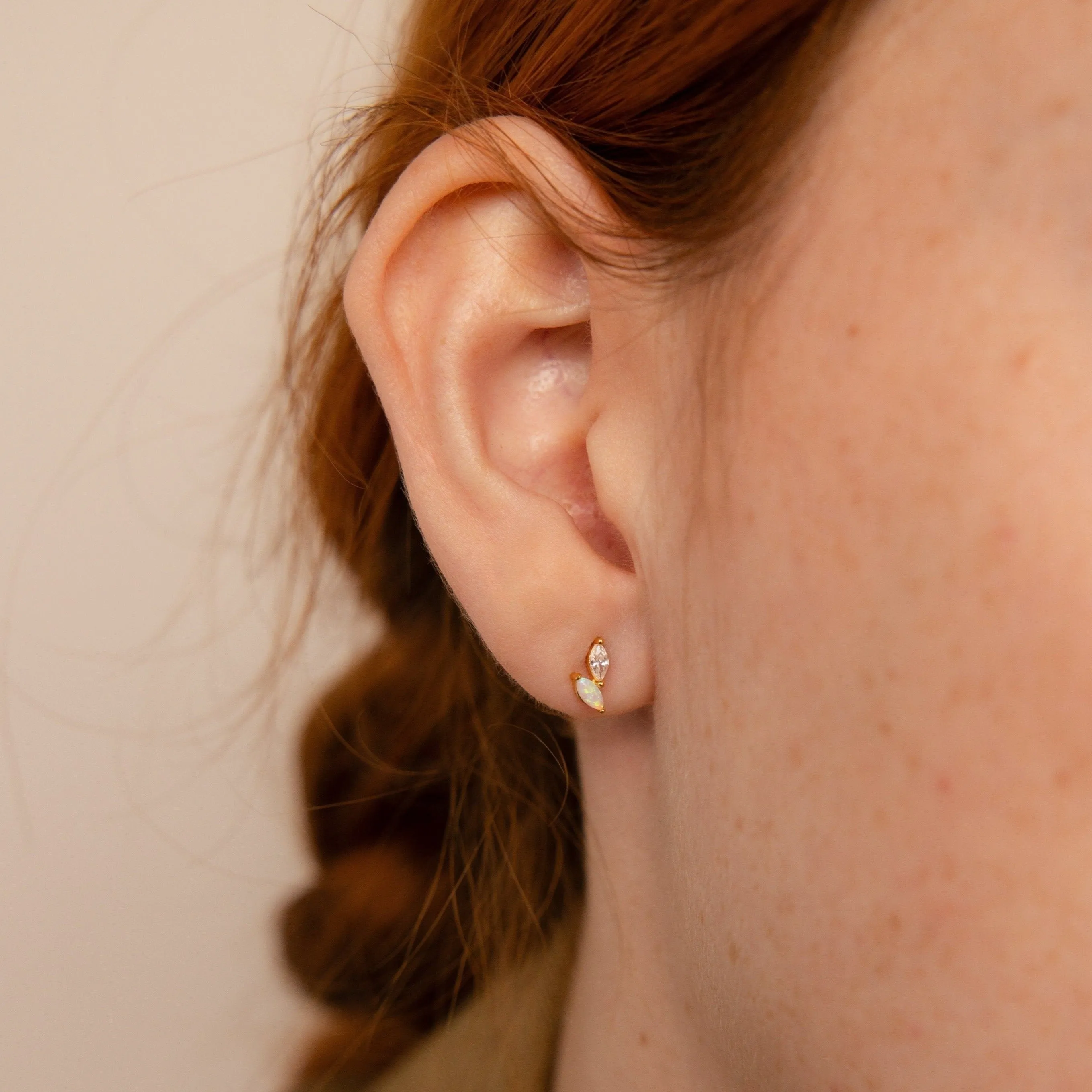 Opal & Diamond Marquise Studs