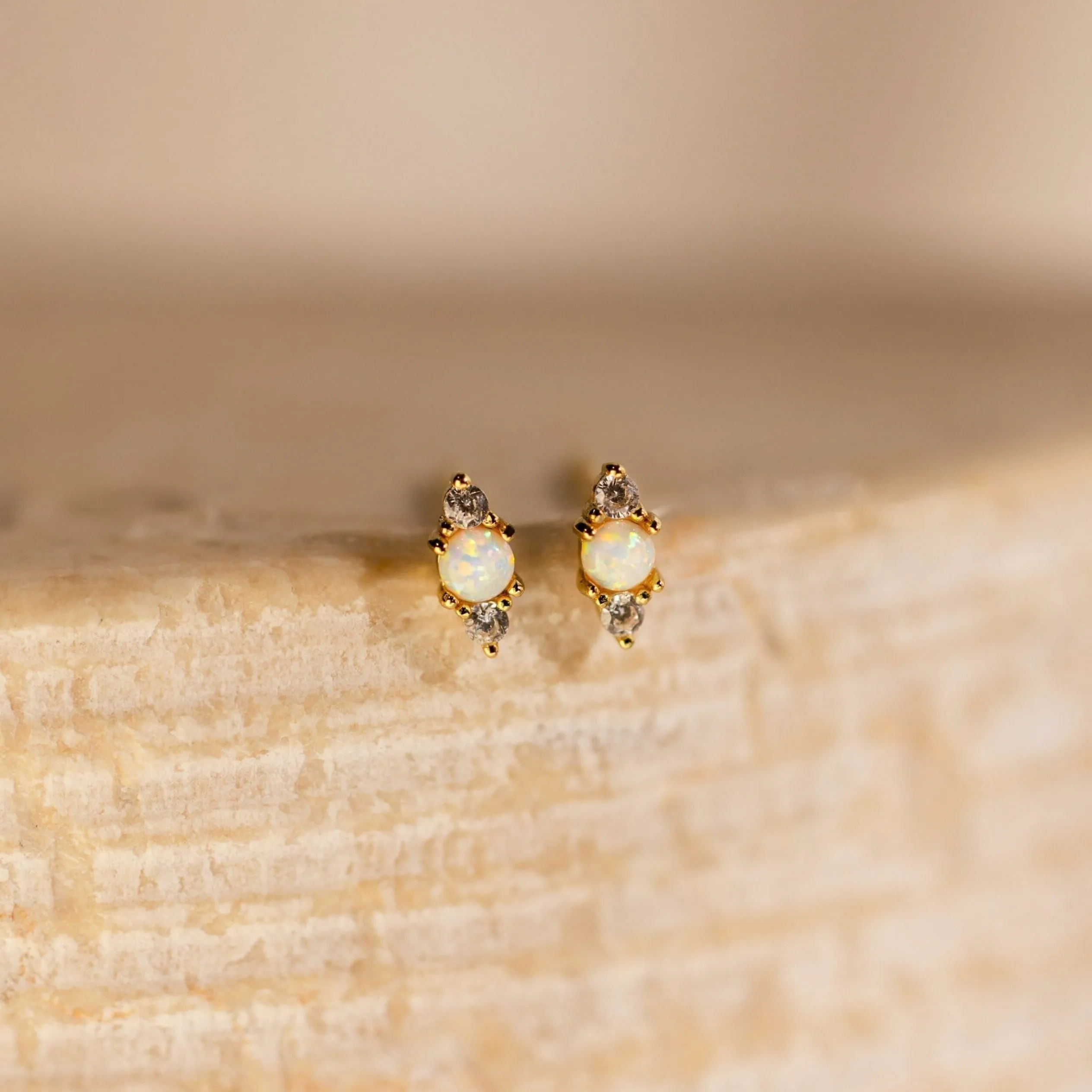 Opal and Diamond Studs