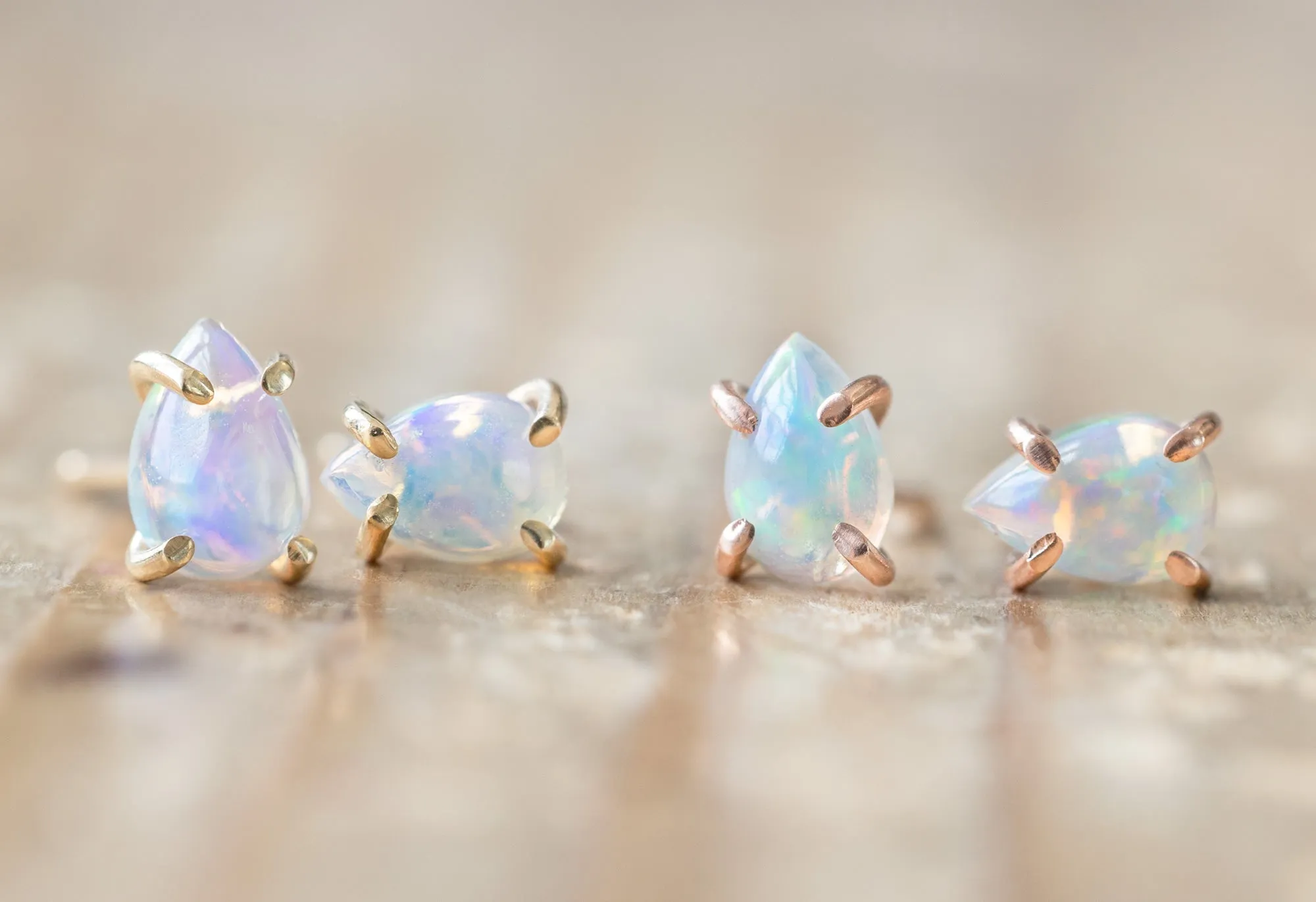 Opal Teardrop Stud Earrings