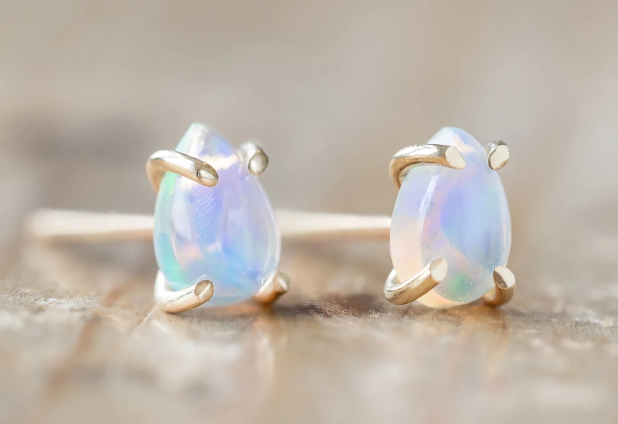 Opal Teardrop Stud Earrings