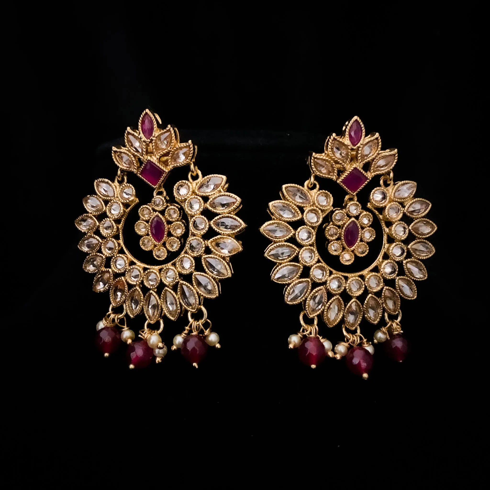 Opulent Bridal Choker Necklace Set with Polki Champagne color stone and Chandbali Earrings