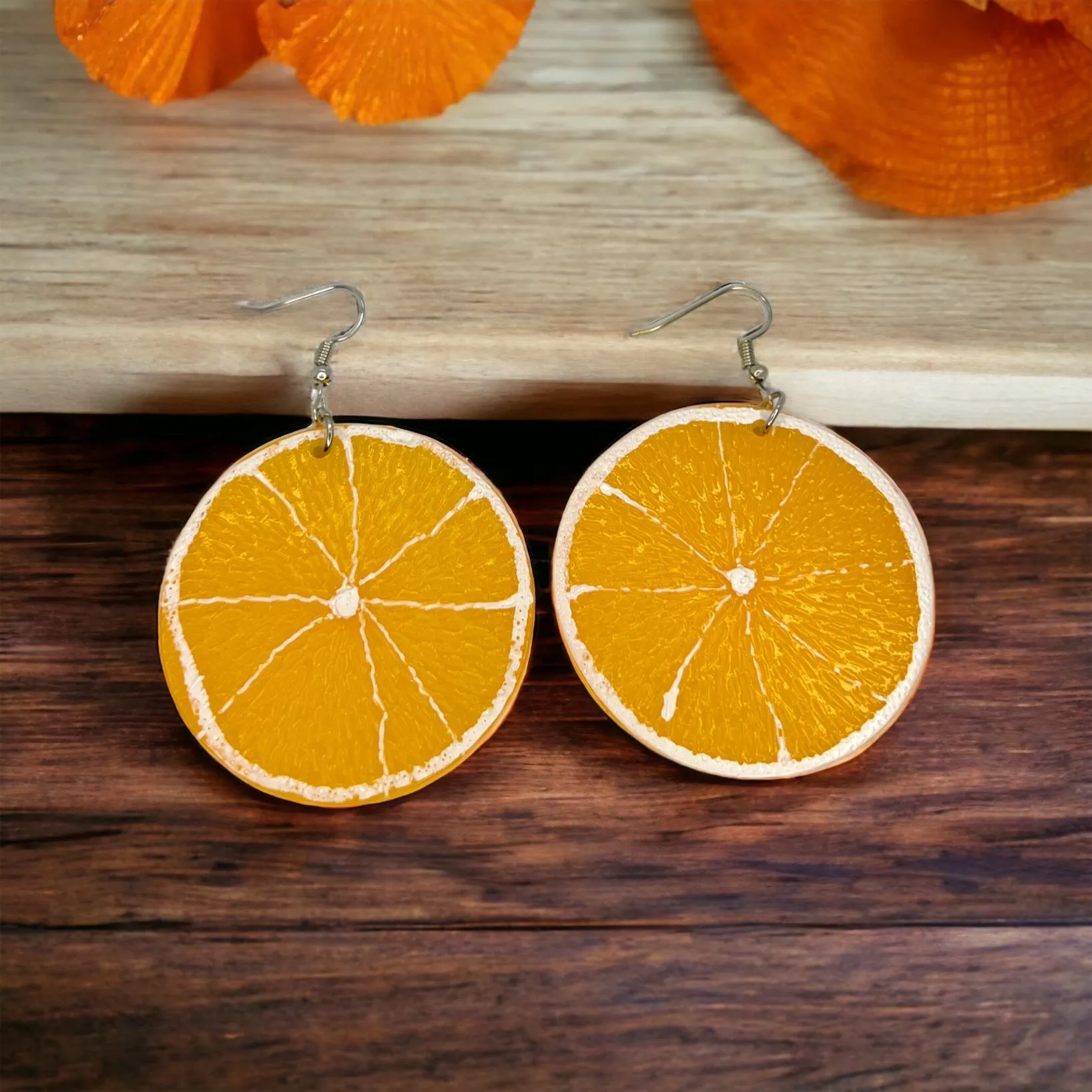 Orange Slice Earrings - Orange Earrings, Handmade Earrings, Fruit Earring, Handmade Jewelry, Food Earrings, Fruit Accessories