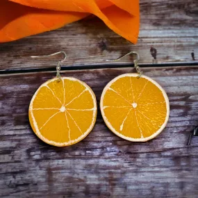 Orange Slice Earrings - Orange Earrings, Handmade Earrings, Fruit Earring, Handmade Jewelry, Food Earrings, Fruit Accessories