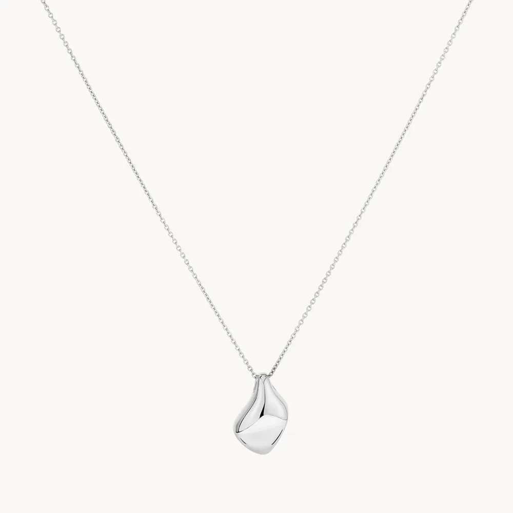 Organic Drop Pendant Necklace in Silver