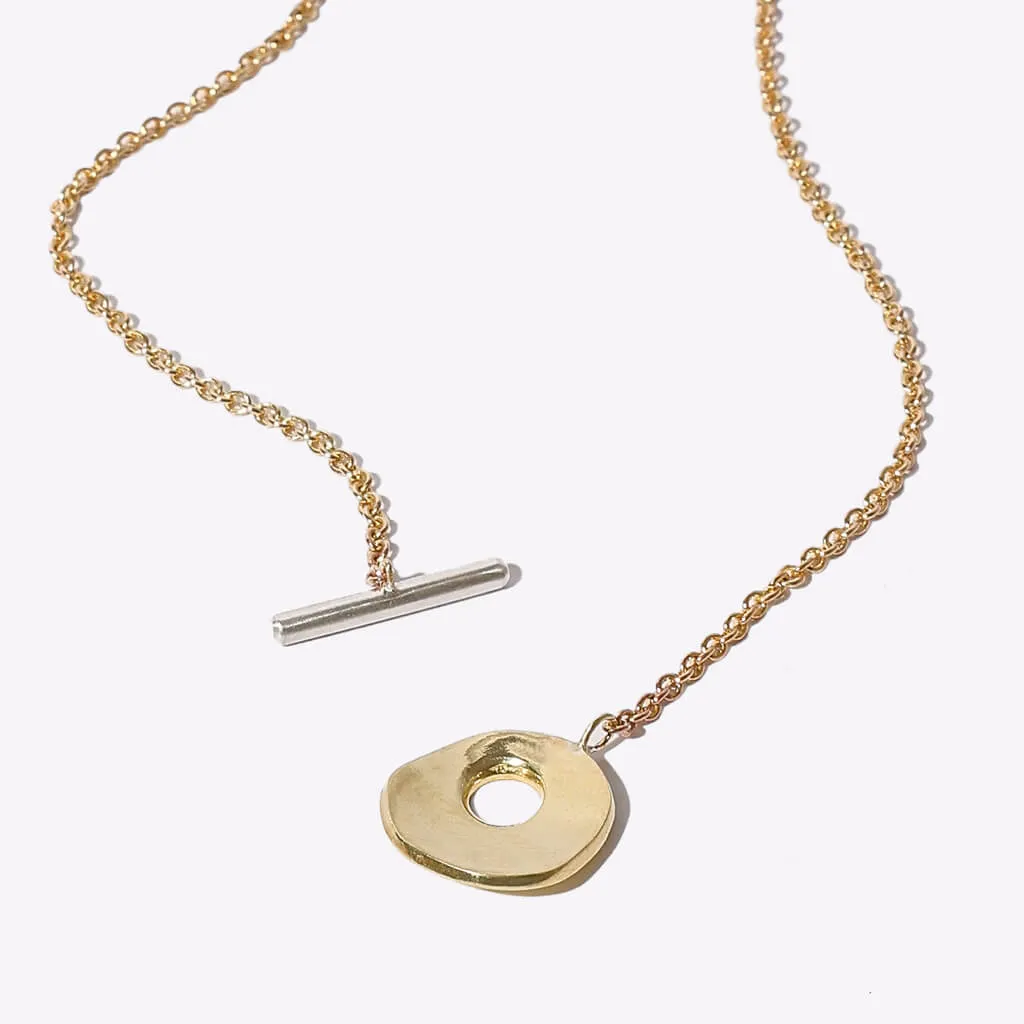 Oyster Lariat Necklace - Brass   Sterling