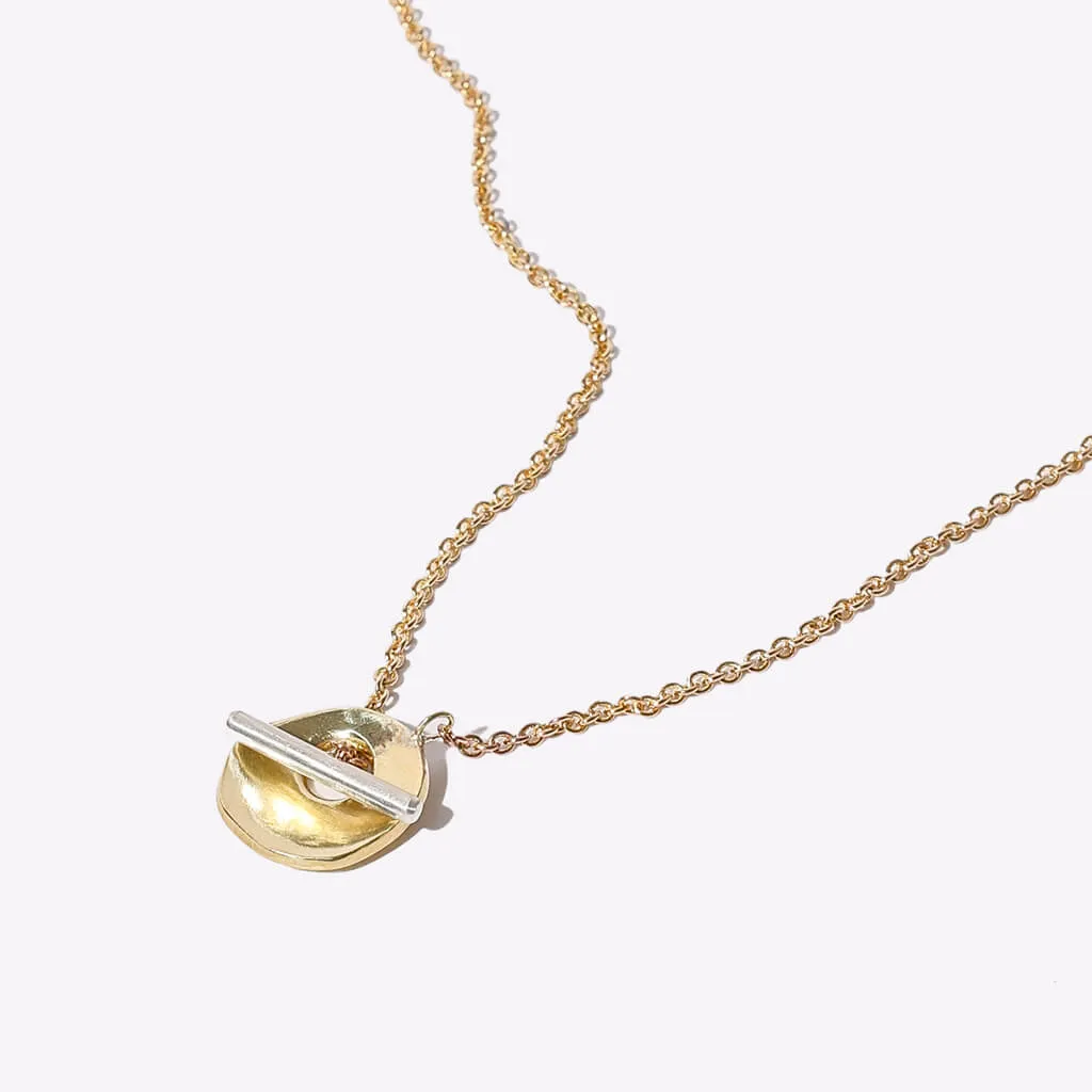 Oyster Lariat Necklace - Brass   Sterling