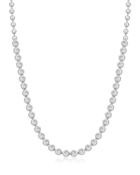 Pave Ball Chain Necklace- Silver