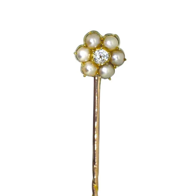 Pearl & Diamond Tie Pin