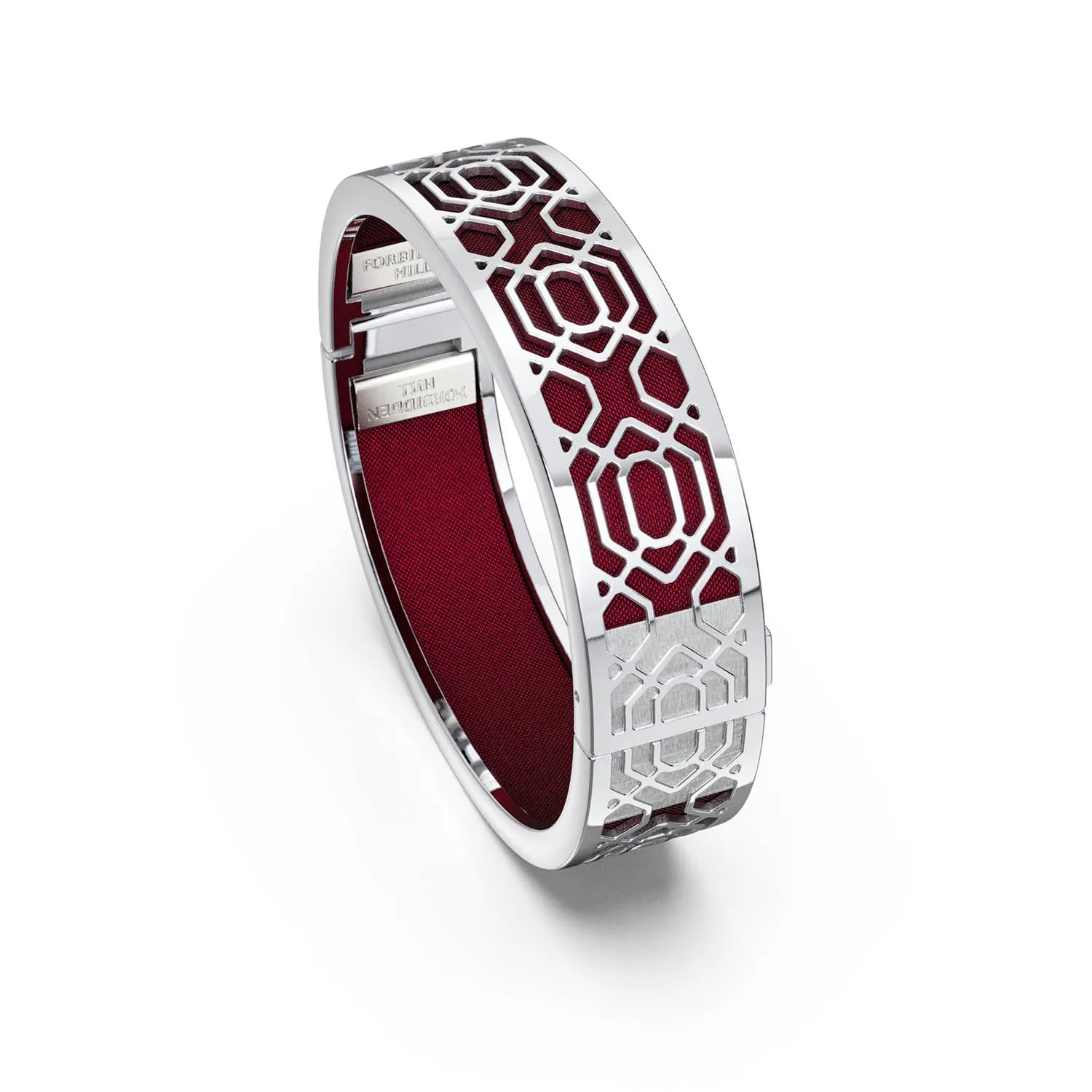 Peranakan Grace Bangle - Majestic Ruby - Sterling Silver