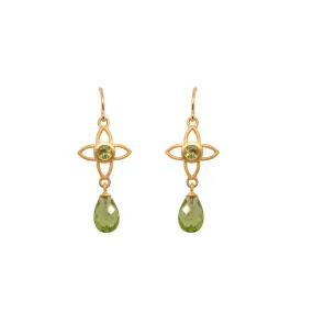 Peridot Joy Flower Earrings 15MM Drop 24K Gold Vermeil