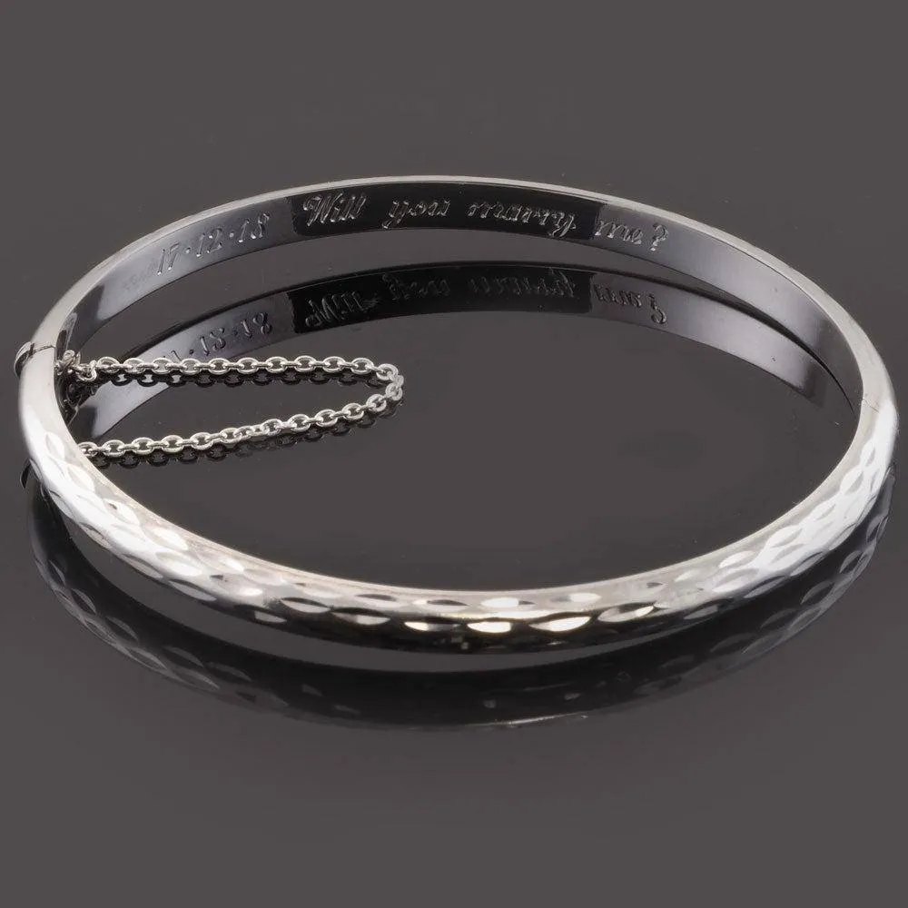 Personalised Sterling Silver Diamond Cut Bangle