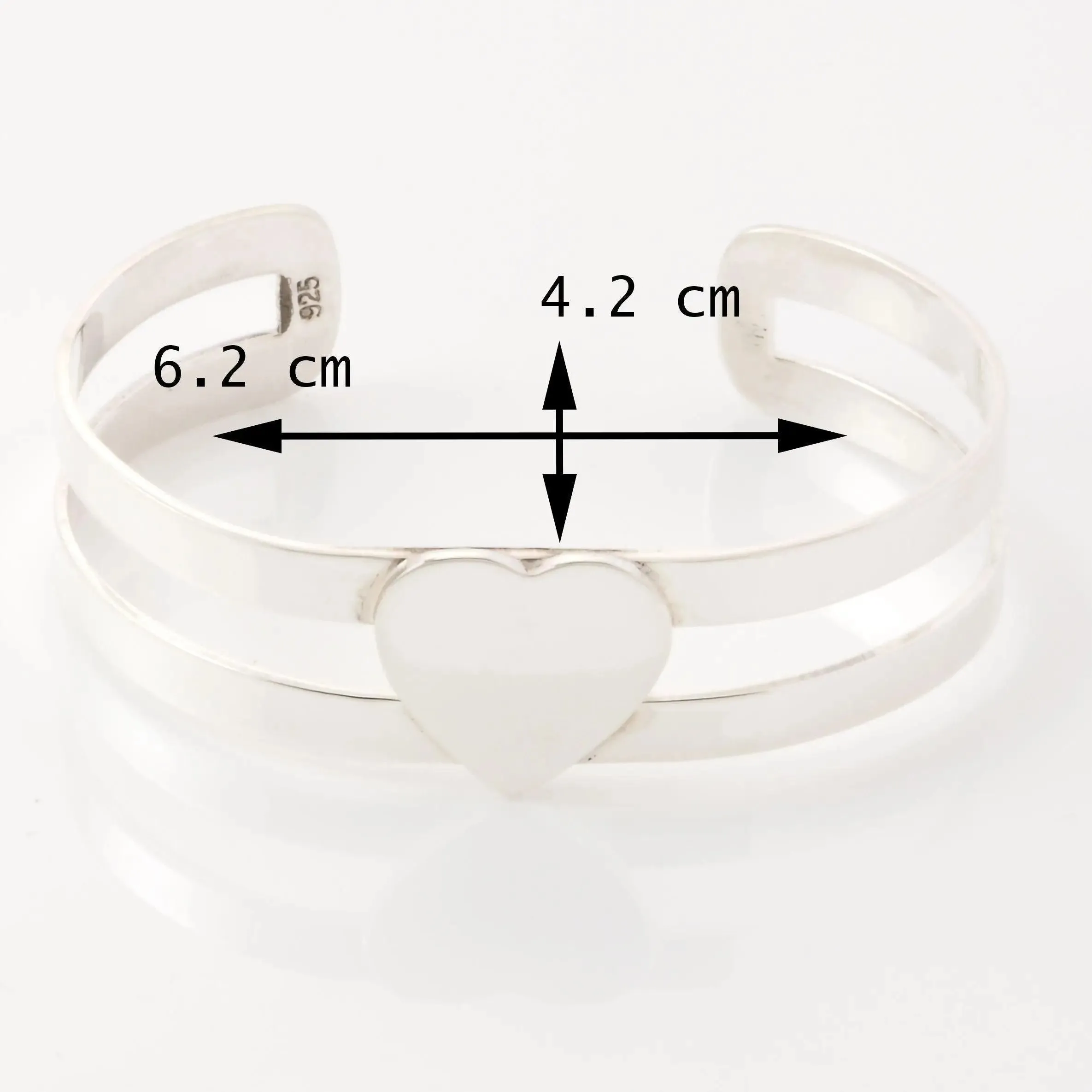 Personalised Sterling Silver Solid Heart Cuff Bangle