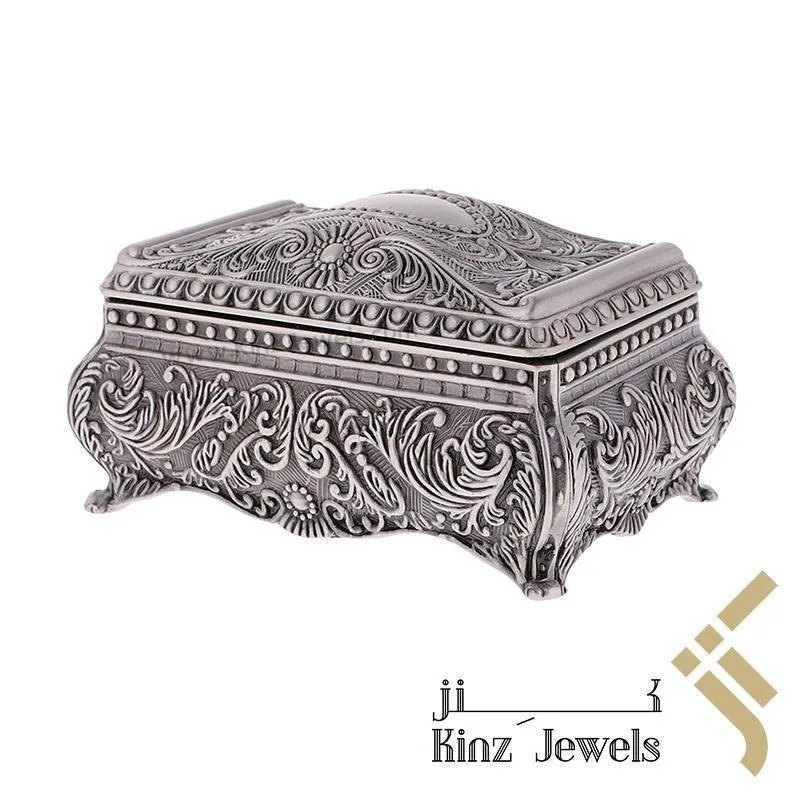 Personalized Vintage Jewelry Box High Quality Alloy Antique Velvet Trinket