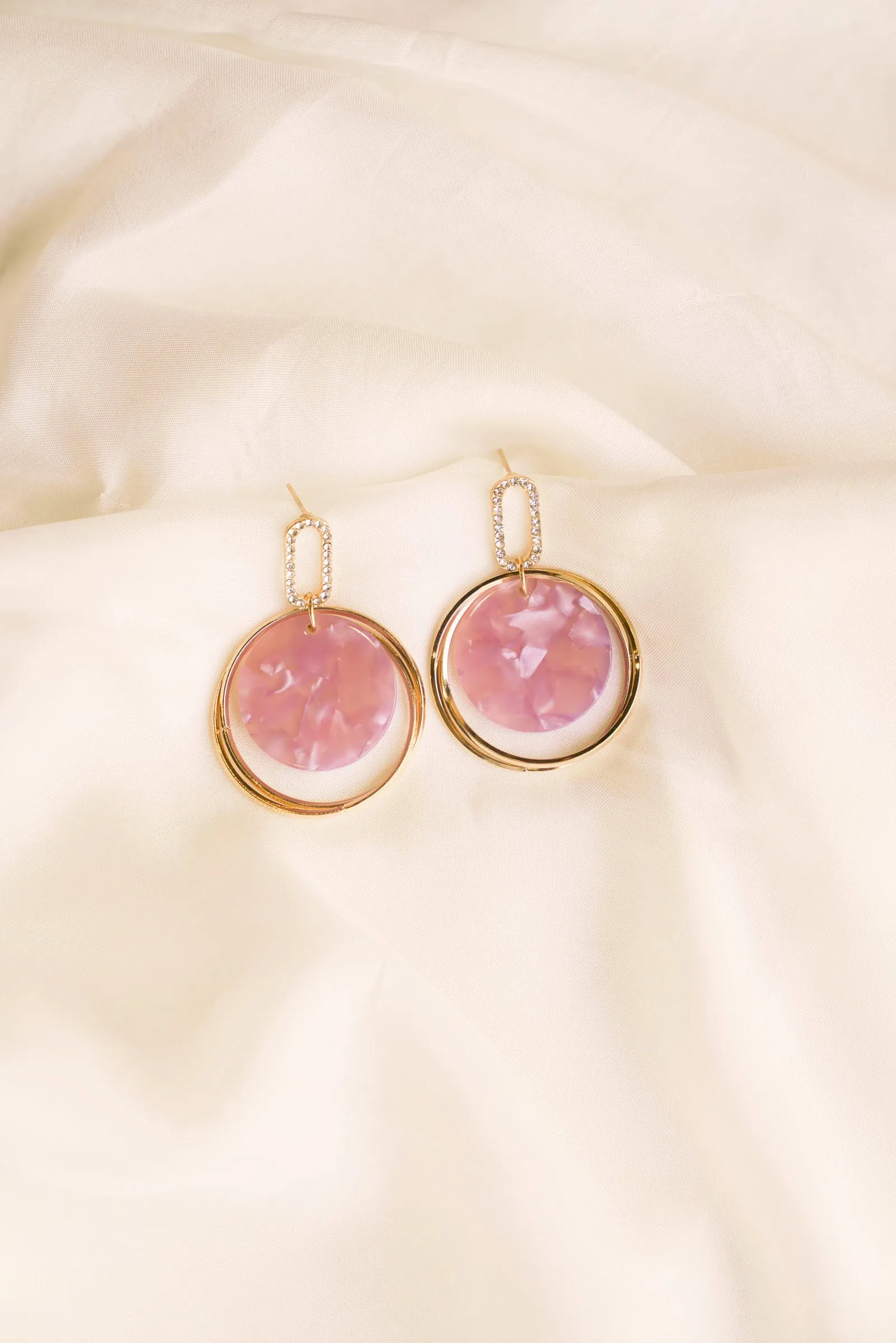 Pink & Gold Drop Earrings