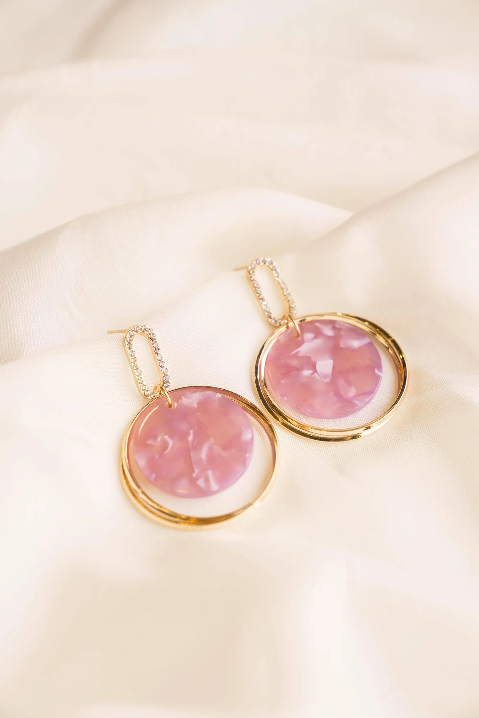 Pink & Gold Drop Earrings