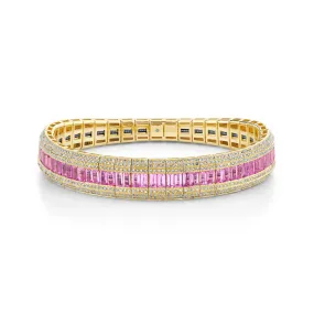 PINK SAPPHIRE & DIAMOND SCALES STRETCH BRACELET