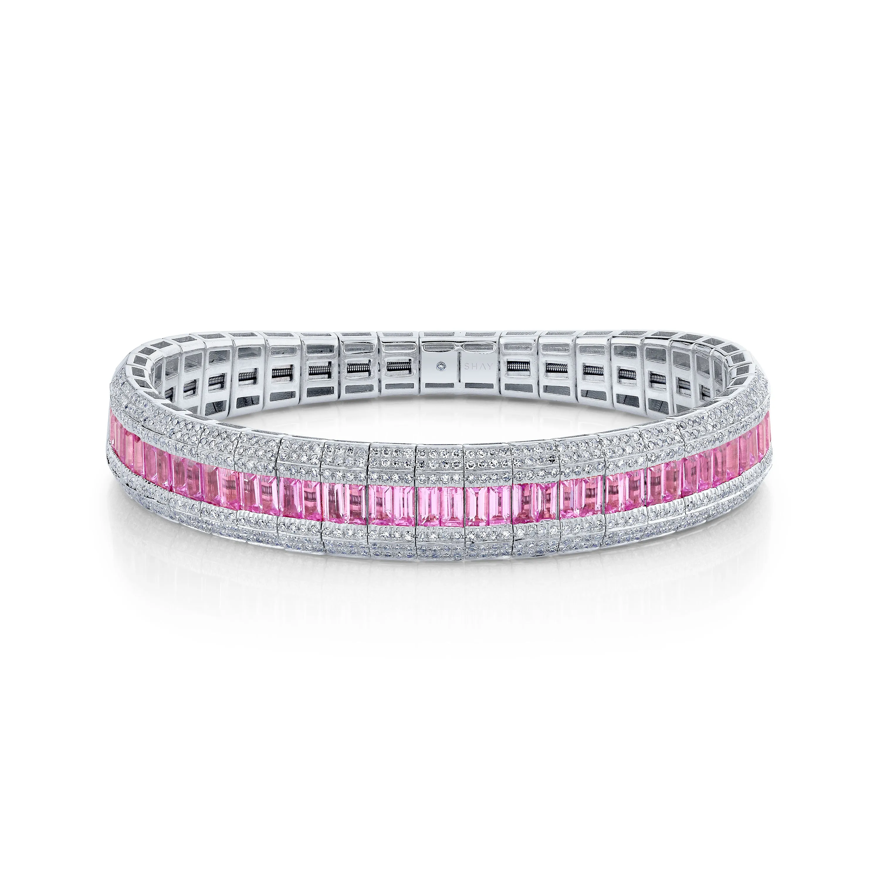 PINK SAPPHIRE & DIAMOND SCALES STRETCH BRACELET