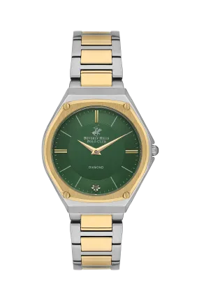 Polo - BP3560X.270 Ladies 3 Hands Green Ceramic Sapphire Coated Glass Diamond