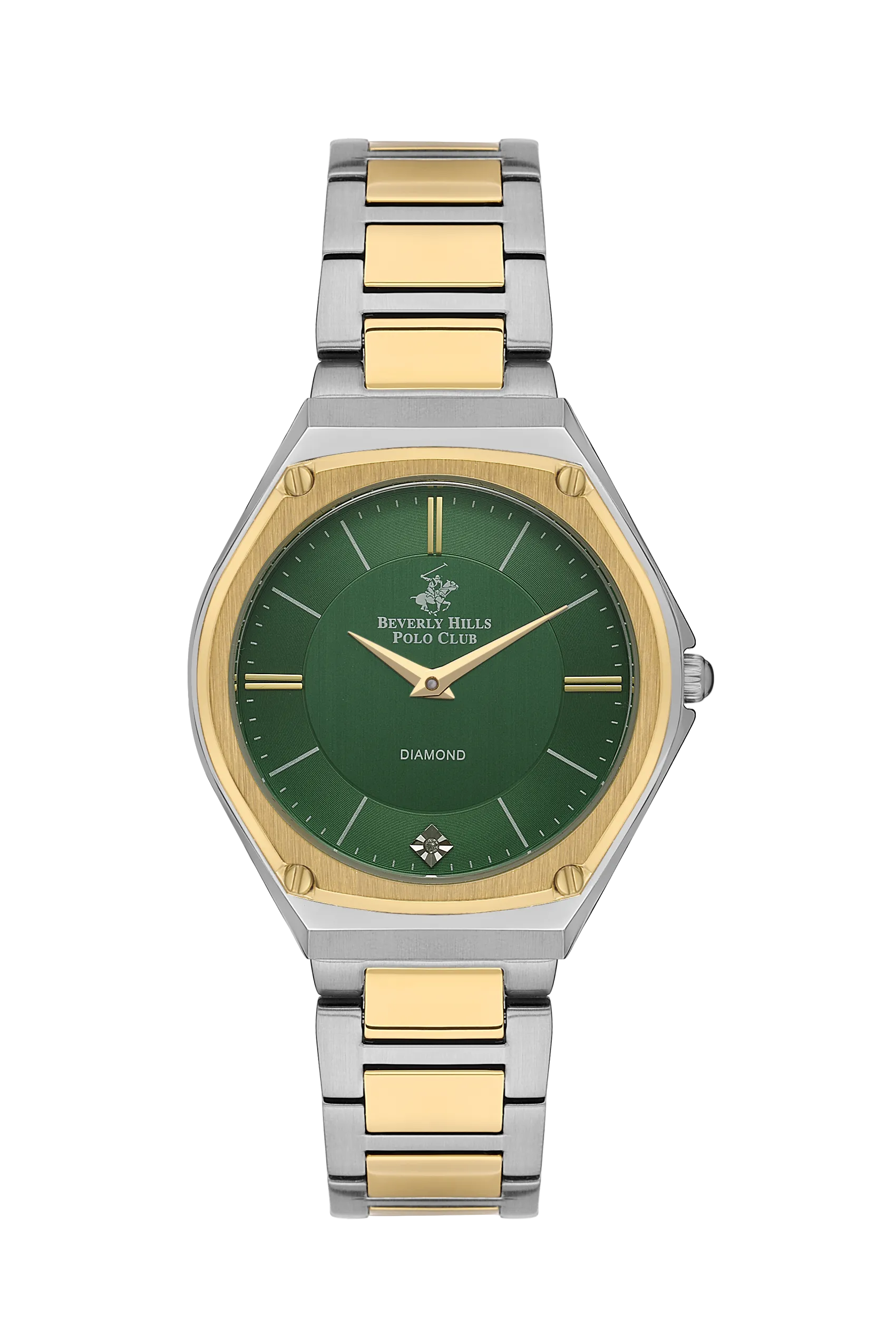 Polo - BP3560X.270 Ladies 3 Hands Green Ceramic Sapphire Coated Glass Diamond