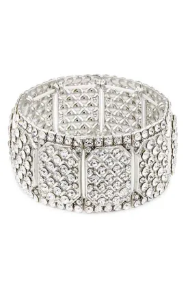 Rhinestone Wide Stretch Bracelet