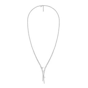 Rose Thorn Drop Lariat - Silver