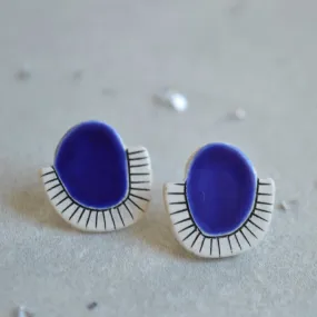 Royal blue ceramic stud earrings