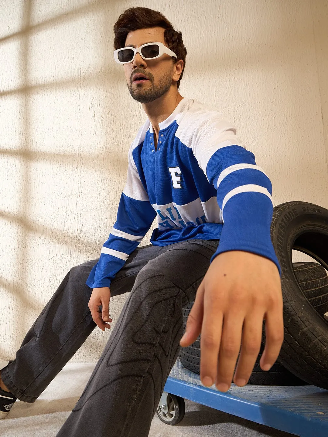 Royal Blue Mesh Hockey Jersey Tshirt