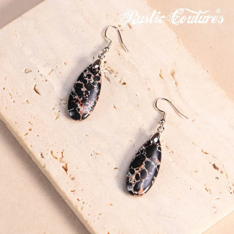 Rustic Couture's®  Natural Stone Water Drop Dangle Earrings