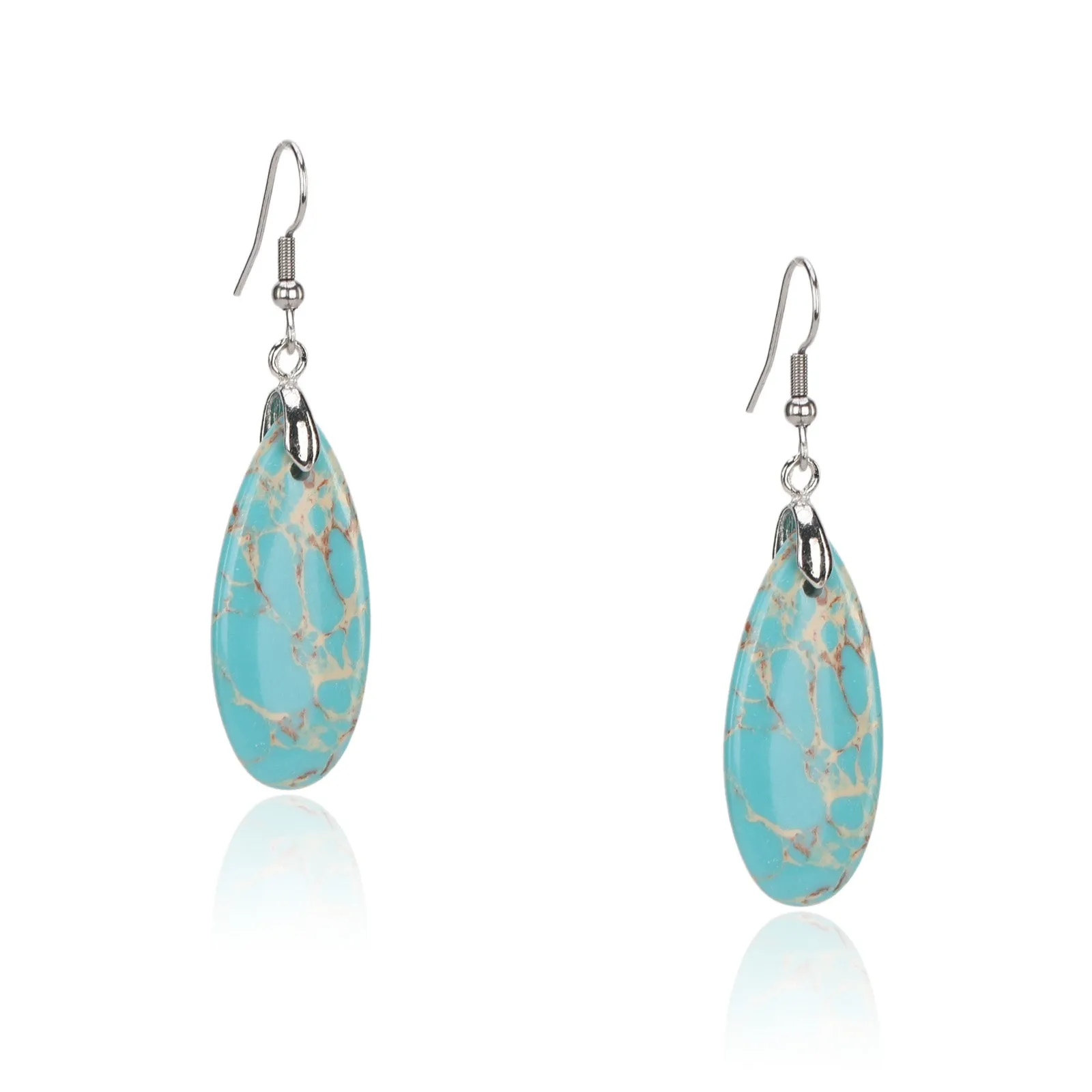 Rustic Couture's®  Natural Stone Water Drop Dangle Earrings