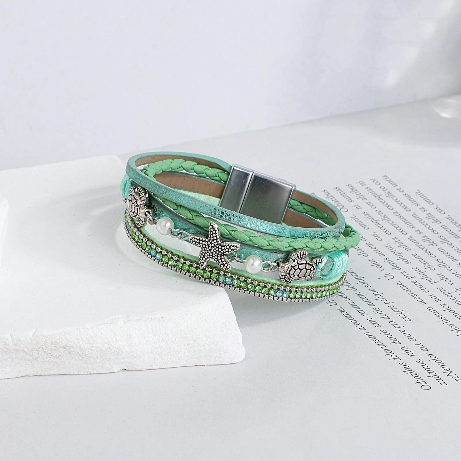 'Sea Life' Charm Cuff Bracelet - green