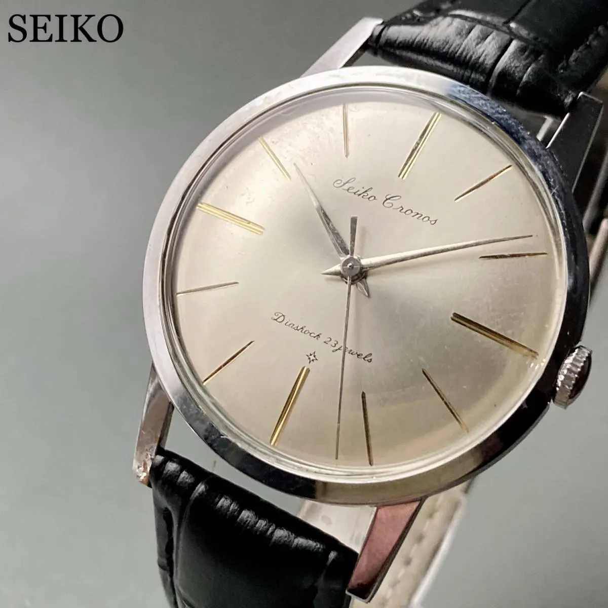 Seiko Wristwatch Chronos Antique 1960 Manual Men's 35mm Vintage Watch Silver