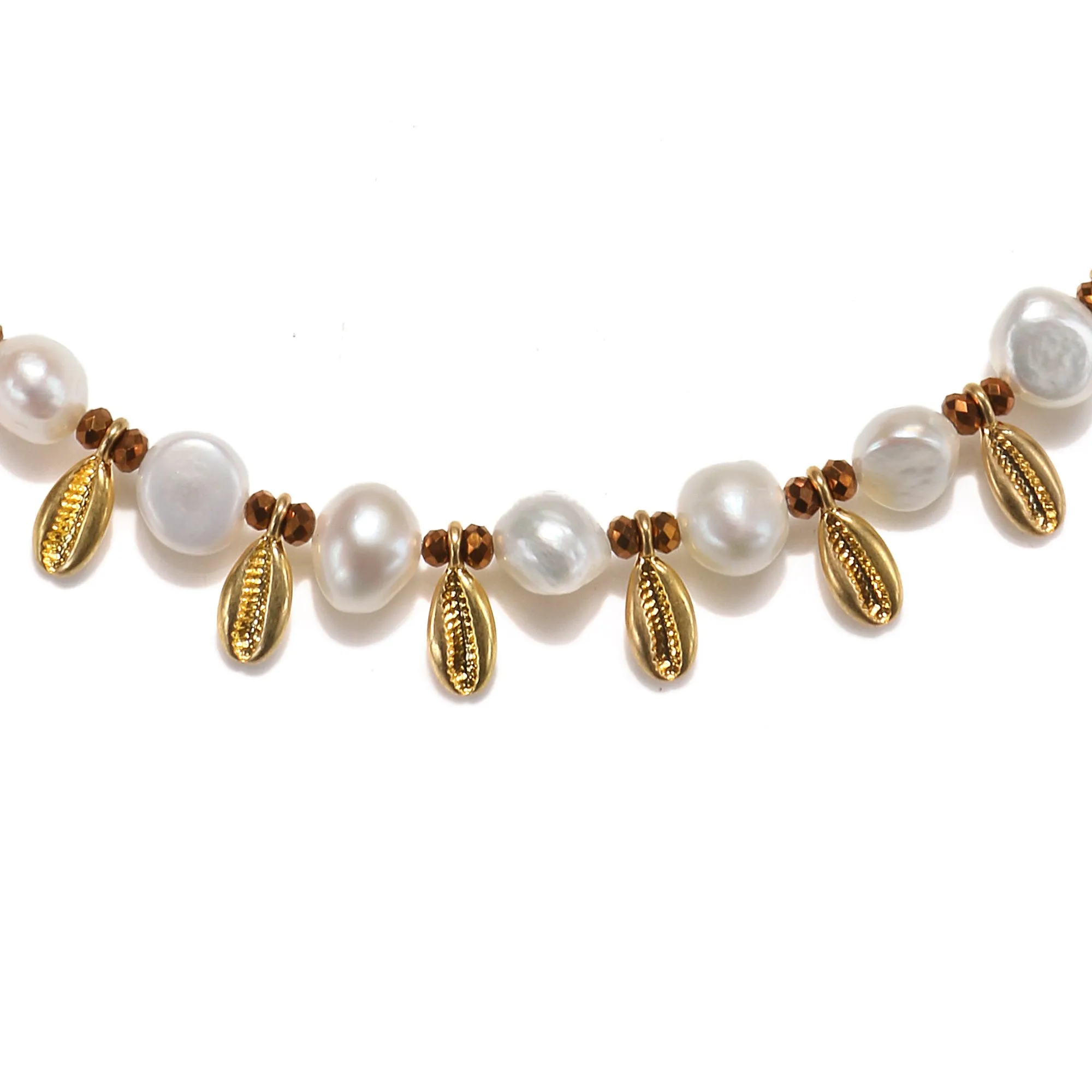 Serena Freshwater Pearl & Cowrie Necklace