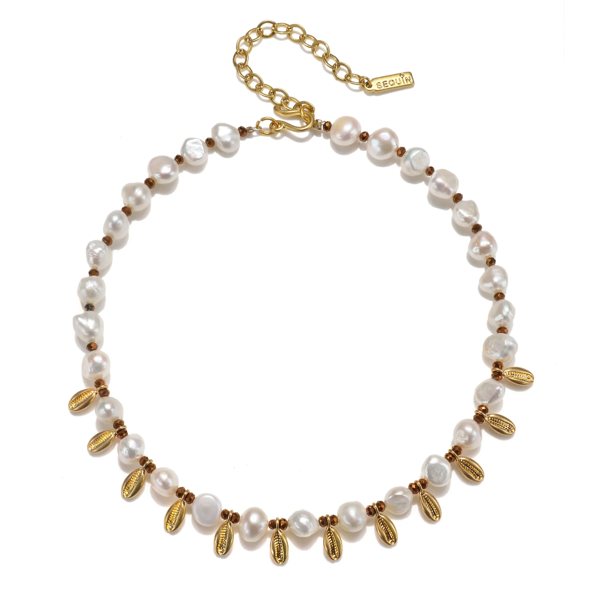 Serena Freshwater Pearl & Cowrie Necklace