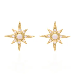 Serin Star Opal Stud Earrings | 18K Gold Plated