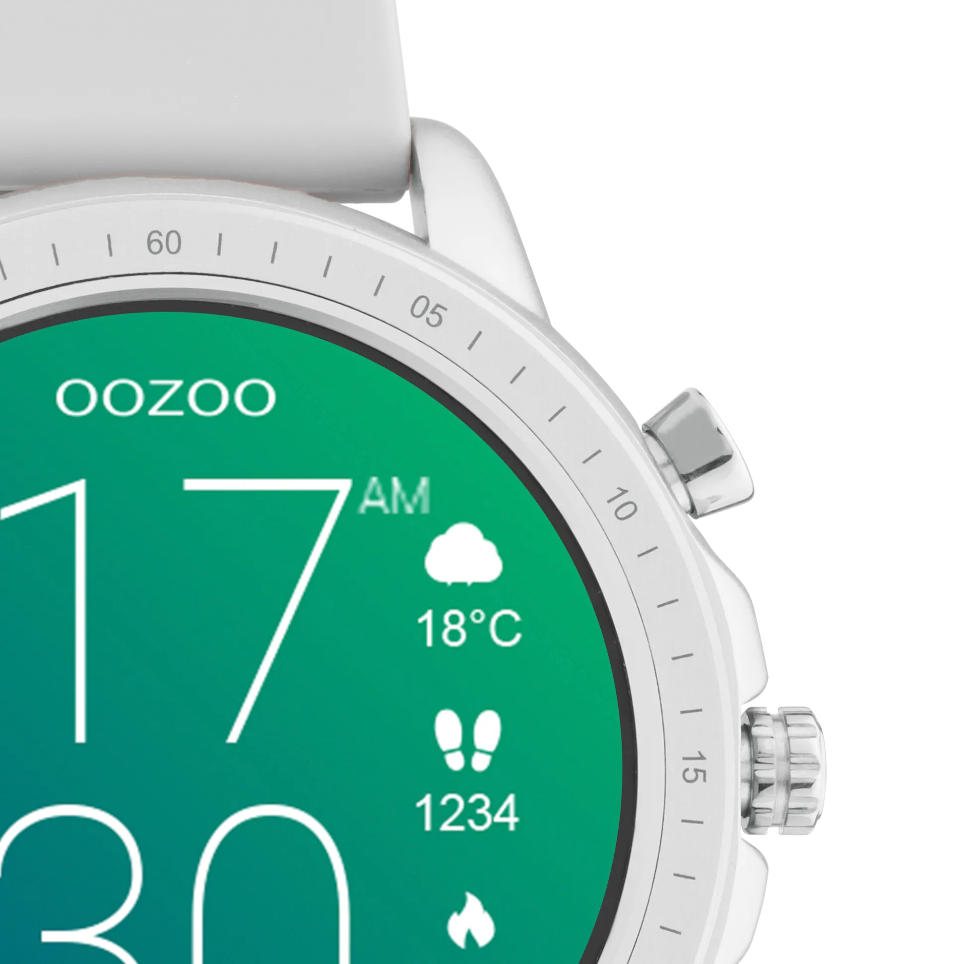 Silver coloured OOZOO smartwatch with stone grey rubber strap - Q00311