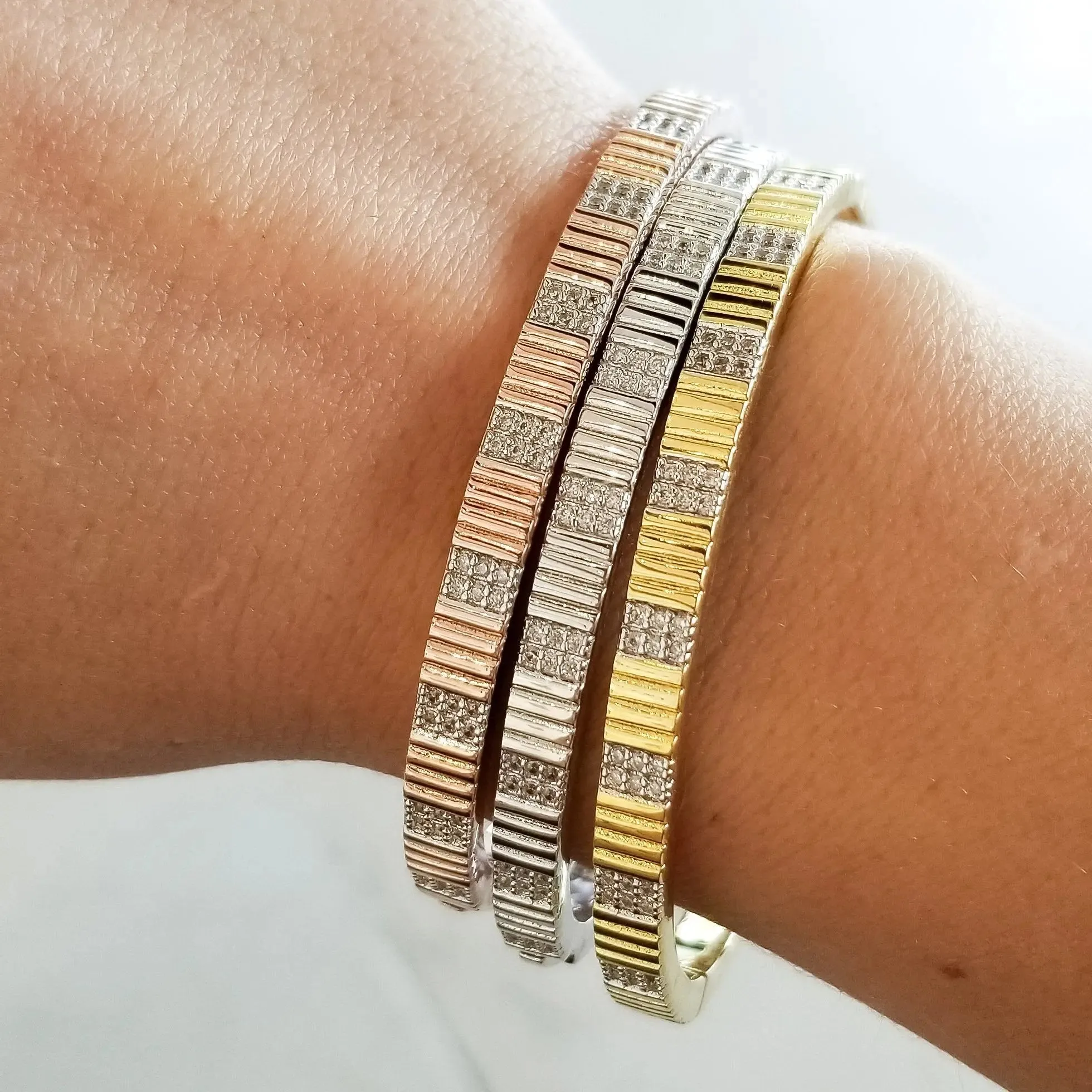 Sleek Pavé Hinge Bangle