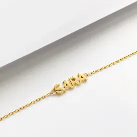 Solid Yellow Gold Nameplate Bracelet With Standard Chain