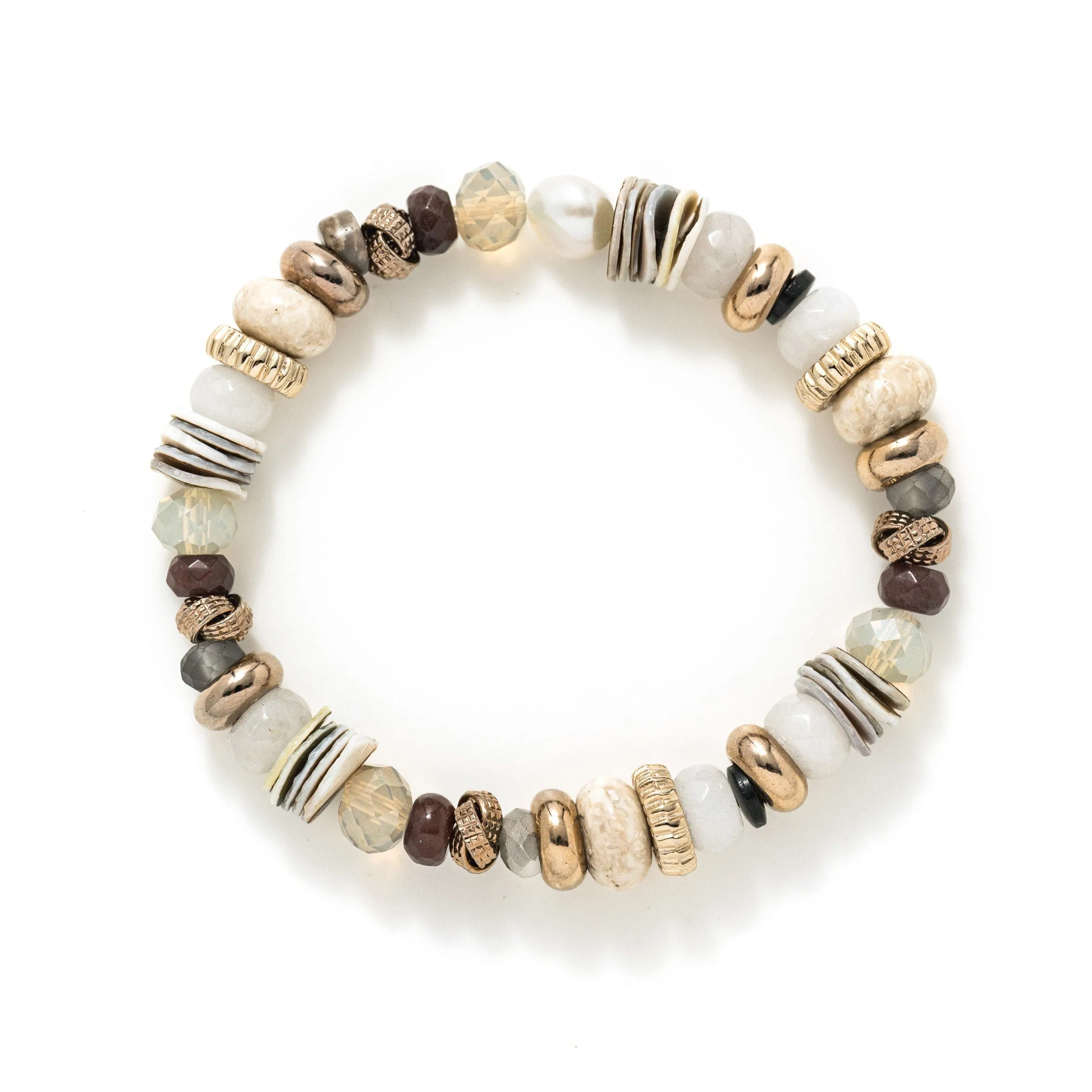 Sorrento Mixed Beaded Stretch Bracelet Stone