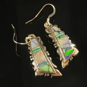 Spider Web Opal Zuni Inlay Earrings