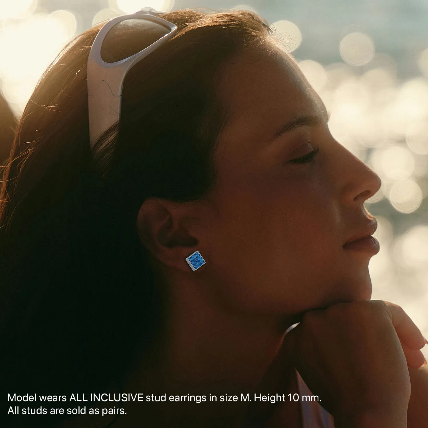 Square Studs Earrings in Marine