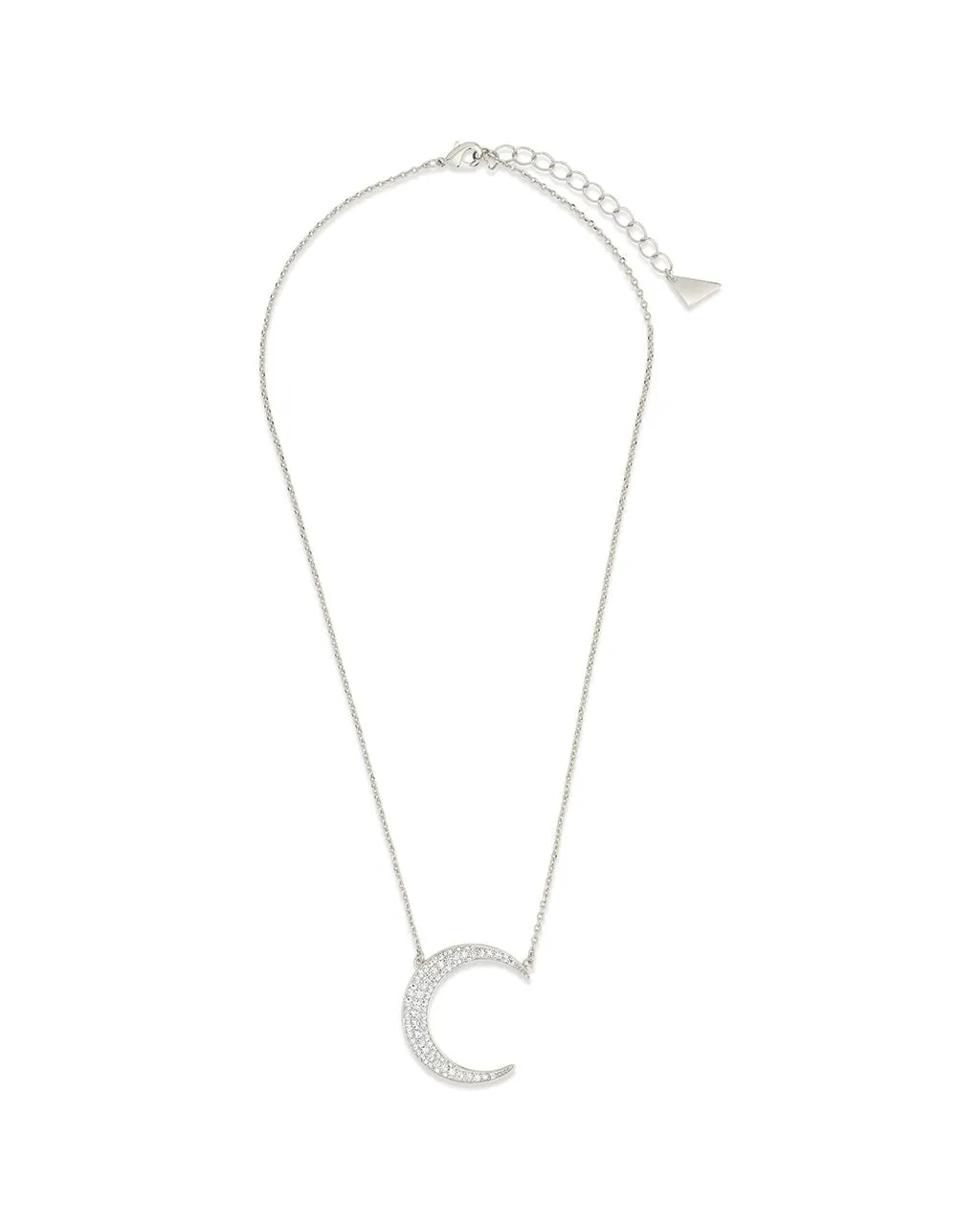 Stationed CZ Crescent Pendant Necklace